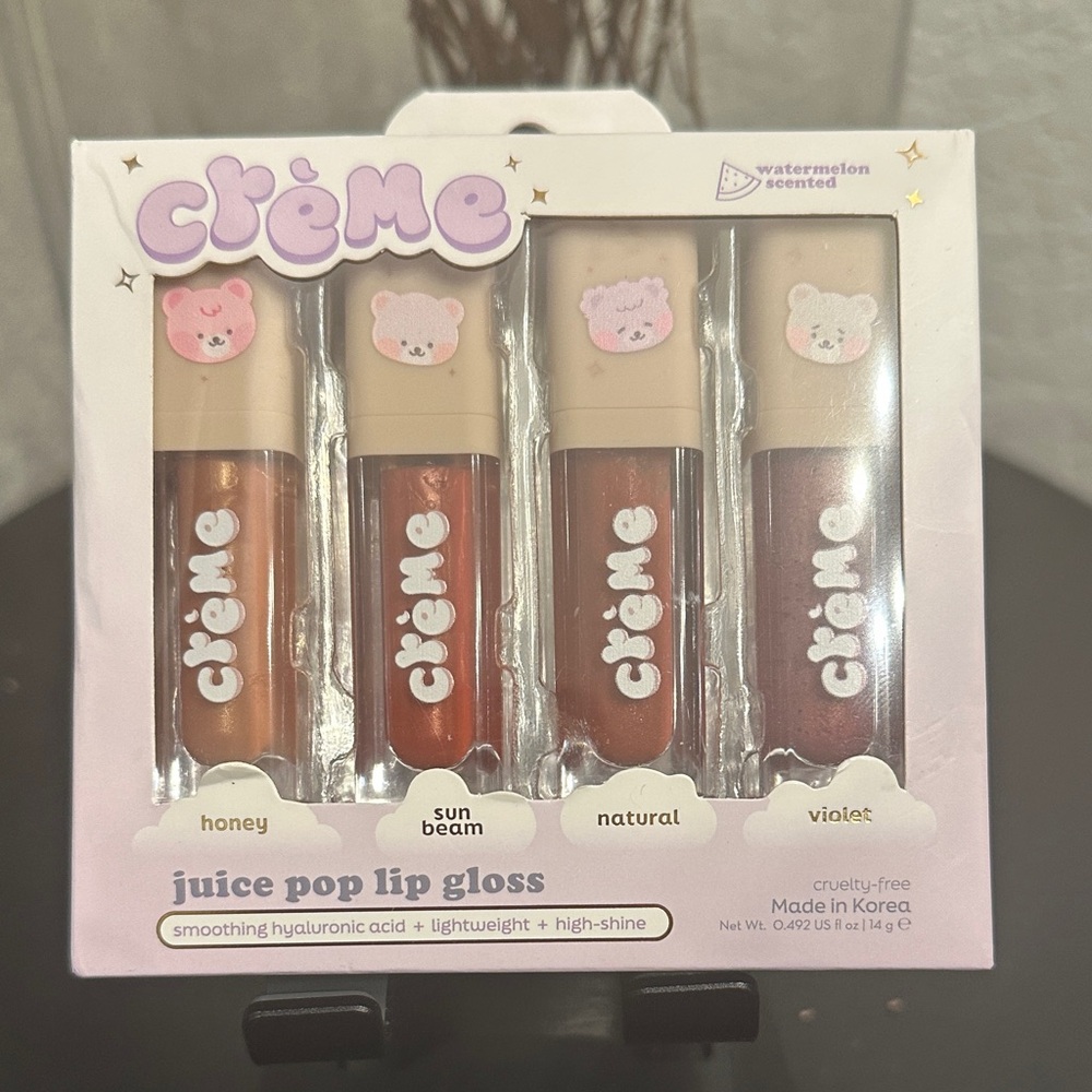 Crème Juice Pop Lip Gloss Set - Honey, Sunbeam, Natural, Violet - Picture 1 of 4